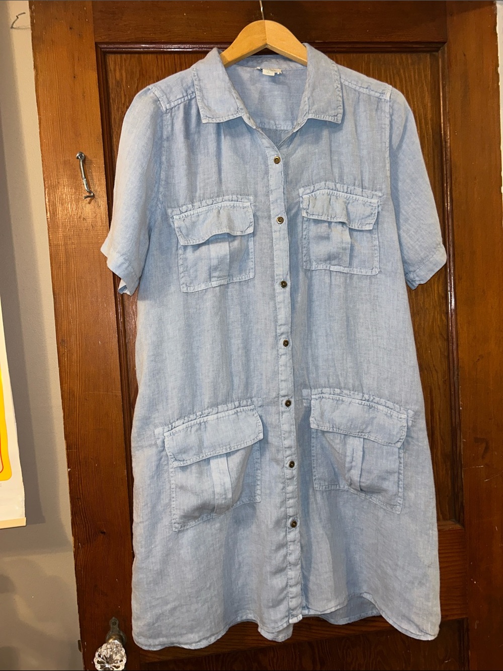 Sundance: Linen Short Sleeved Shirt Dress, Size: Large
